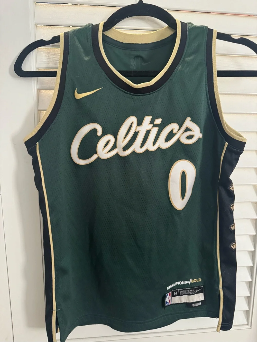 Nike Celtics Green and Gold #0 Basketball Jersey